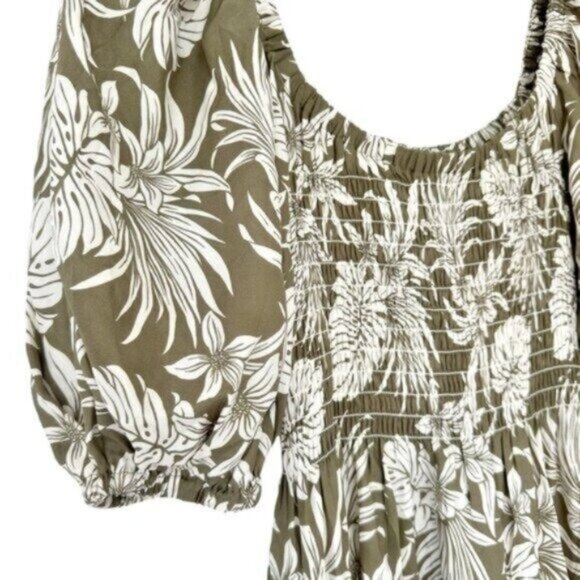 NWT La Ligne Pyper Green White Silk Smocked Meghan Markle Maxi Dress Size S - Picture 7 of 12